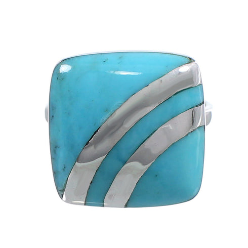 Southwest Turquoise Sterling Silver Jewelry Ring Size 8-1/2 MW63873